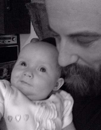 [Self and Hattie, black and white]